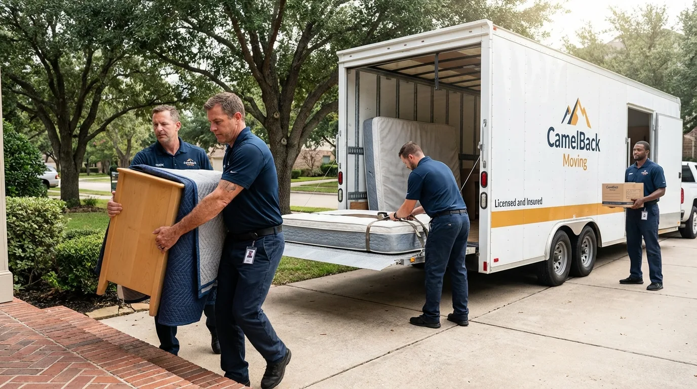 Crew loading residential truck for cross-state move from Halifax, VA